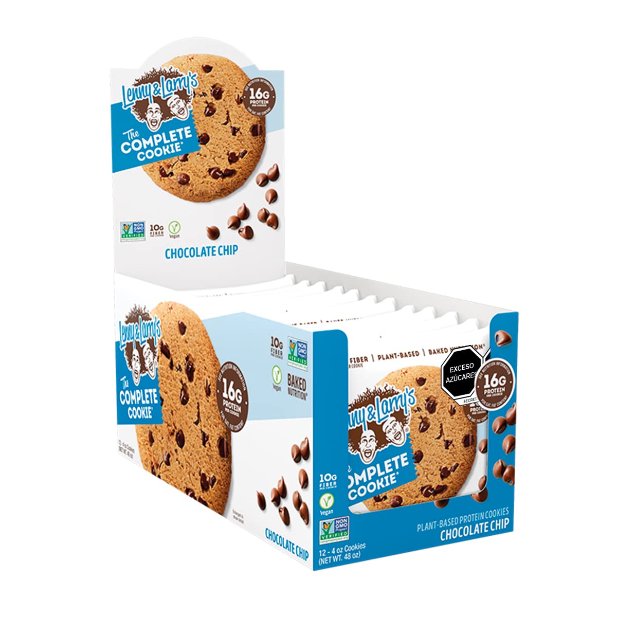 Lenny & Larry's Protein Cookie, [Chocolate Chip], Chewy Soft Baked, 16g Plant Protein, Vegan, Non-GMO, High Fiber, 4 Ounce Cookie (Pack of 12)