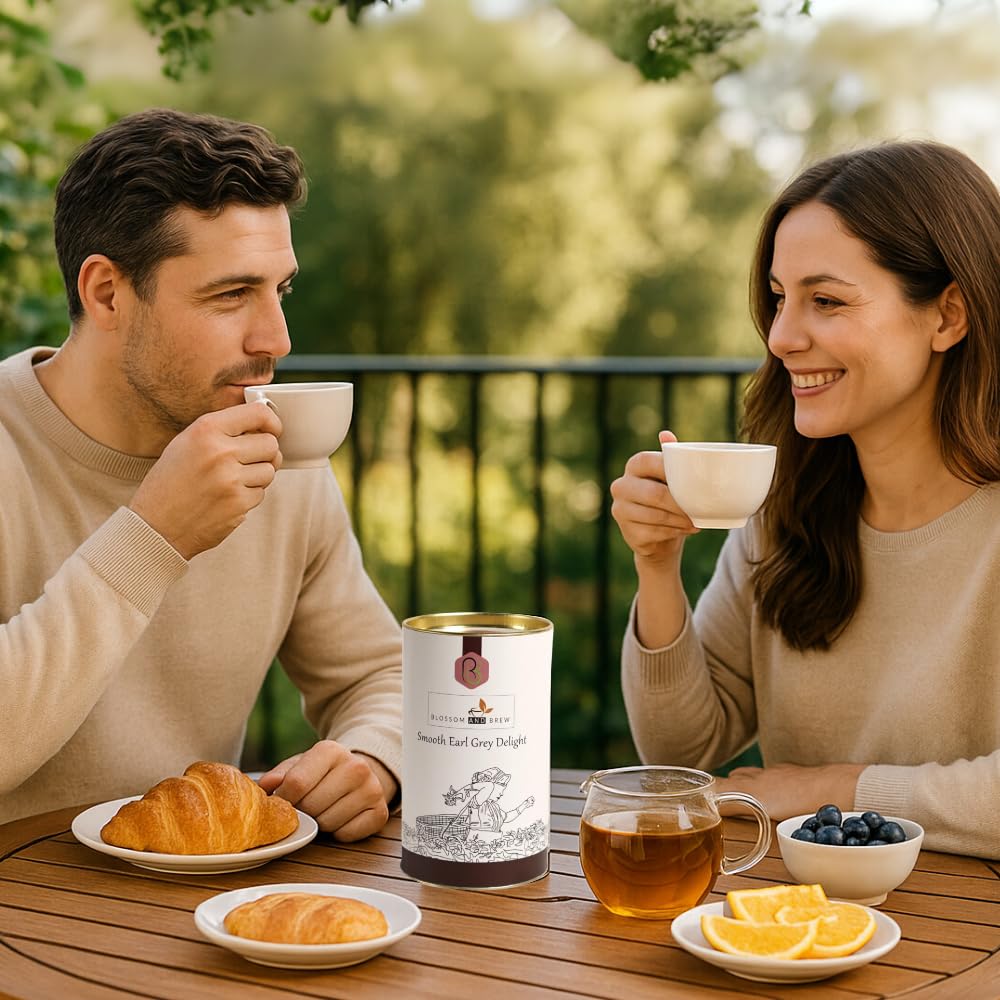 Blossom & Brew Smooth Earl Grey Delight (1.76oz) - Earl Grey De La Creme Tea - Darjeeling Black Tea with Natural Citrus - Bergamot & Vanilla - Whole