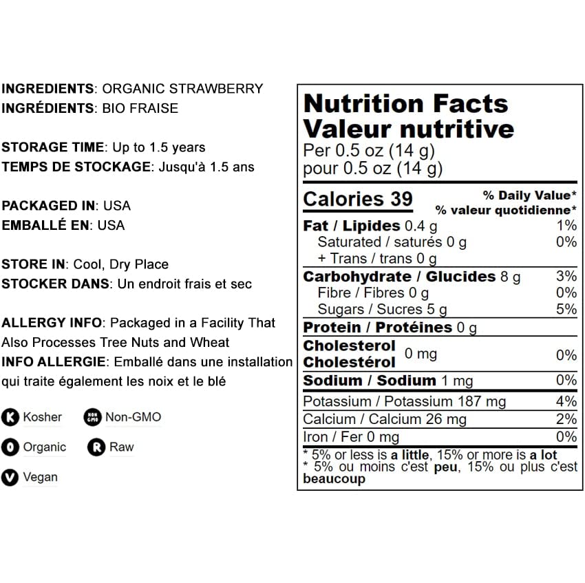 Food to Live Organic Freeze-Dried Strawberry Powder, 20 Pounds - Non-GMO, 100% Pure, No Additives, Vegan, Bulk. Easy to Mix. Rich in Vitamin C