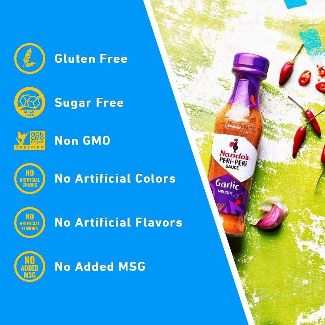 Nando's Garlic PERi-PERi Sauce - Gluten Free - Non GMO - 4.7 Oz (2 Pack)
