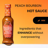 Tabañero Peach Bourbon Hot Sauce, Made in the USA, Small Glass Bottle, 5 oz