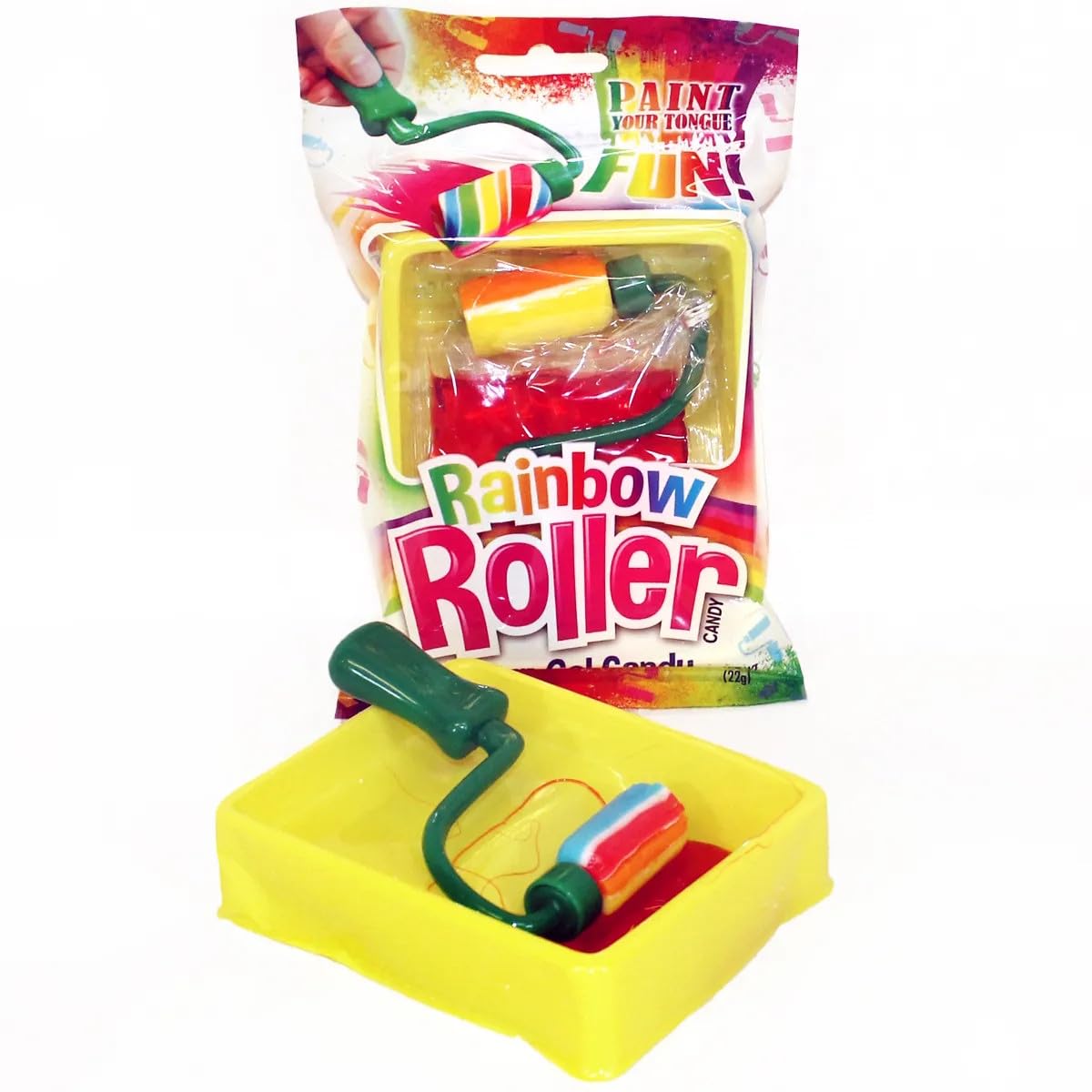 Rainbow Roller Candy with Sour Gel Candy, Sweet and Sour Fruity Lollipop, Paint Your Tongue Fun, 0.78 oz, Pack of 20