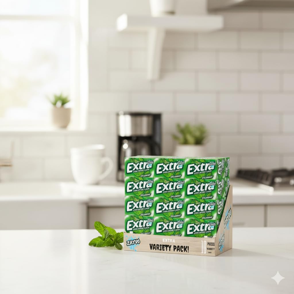 Extr-a Spearmint Sugar Free Chewing Gum, Bulk Pack, 15 Pieces per Pack, 10 Count