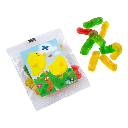Easter Chicks Gummy Worm Handout Packs 18 Pieces