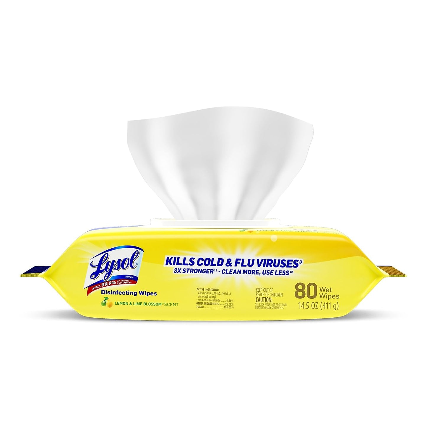 LYSOL Disinfecting Wipes - Lemon & Lime Blossom Flatpack 80 ct. (Pack of 1)