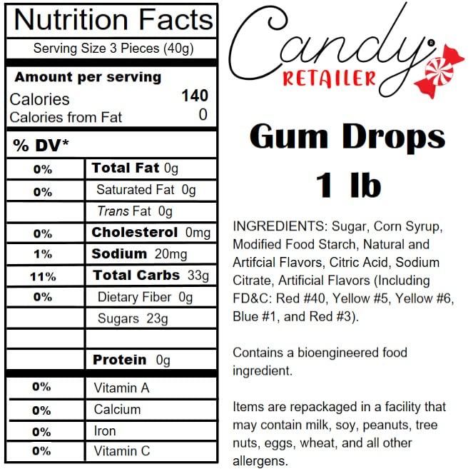 Candy Retailer Giant Gum Drops 1 Lb