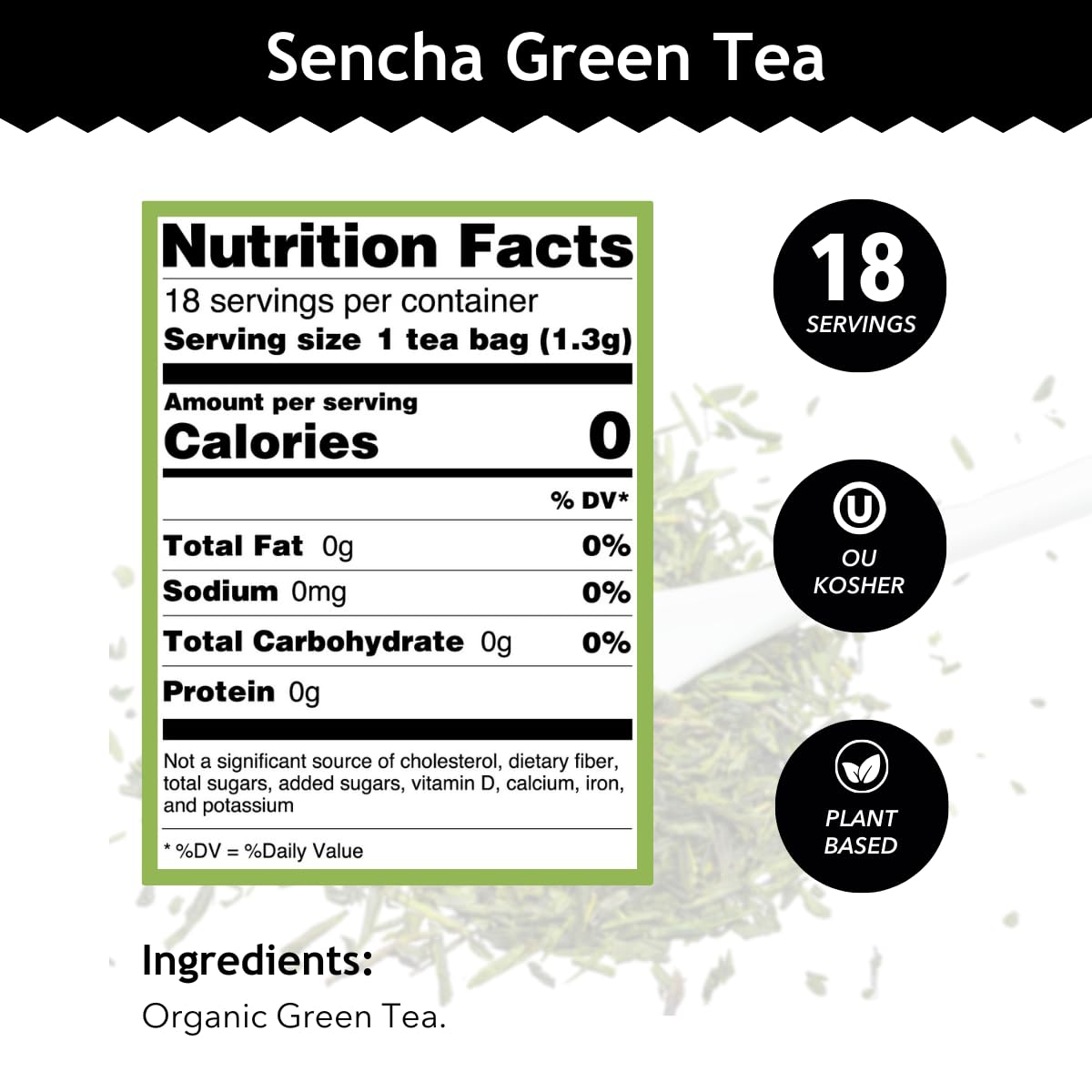 Buddha Teas - Organic Sencha Green Tea - For Health & Wellbeing - Japanese Green Tea - With Antioxidants & Minerals - Clean Ingredients - Caffeinated