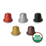 Organic USDA Café Romano Coffee Aluminum Espresso Pods For Nespresso Origninal Machine 100 Pack Italian Espresso Coffee 100% Arabica (Intenso)