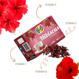 Jamaica Té (Hibiscus Tea) - 25 Tea Bags - Vegan, 100% Natural - Premium Therbal Brand