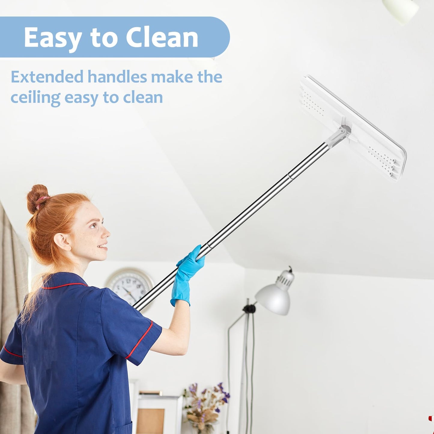 BOSHENG Mop Handle Extension Rods, for Extending Flat Mop, Mop Replacement Handle, Adjustable Steel Mop Handle Rods, 5 Pack