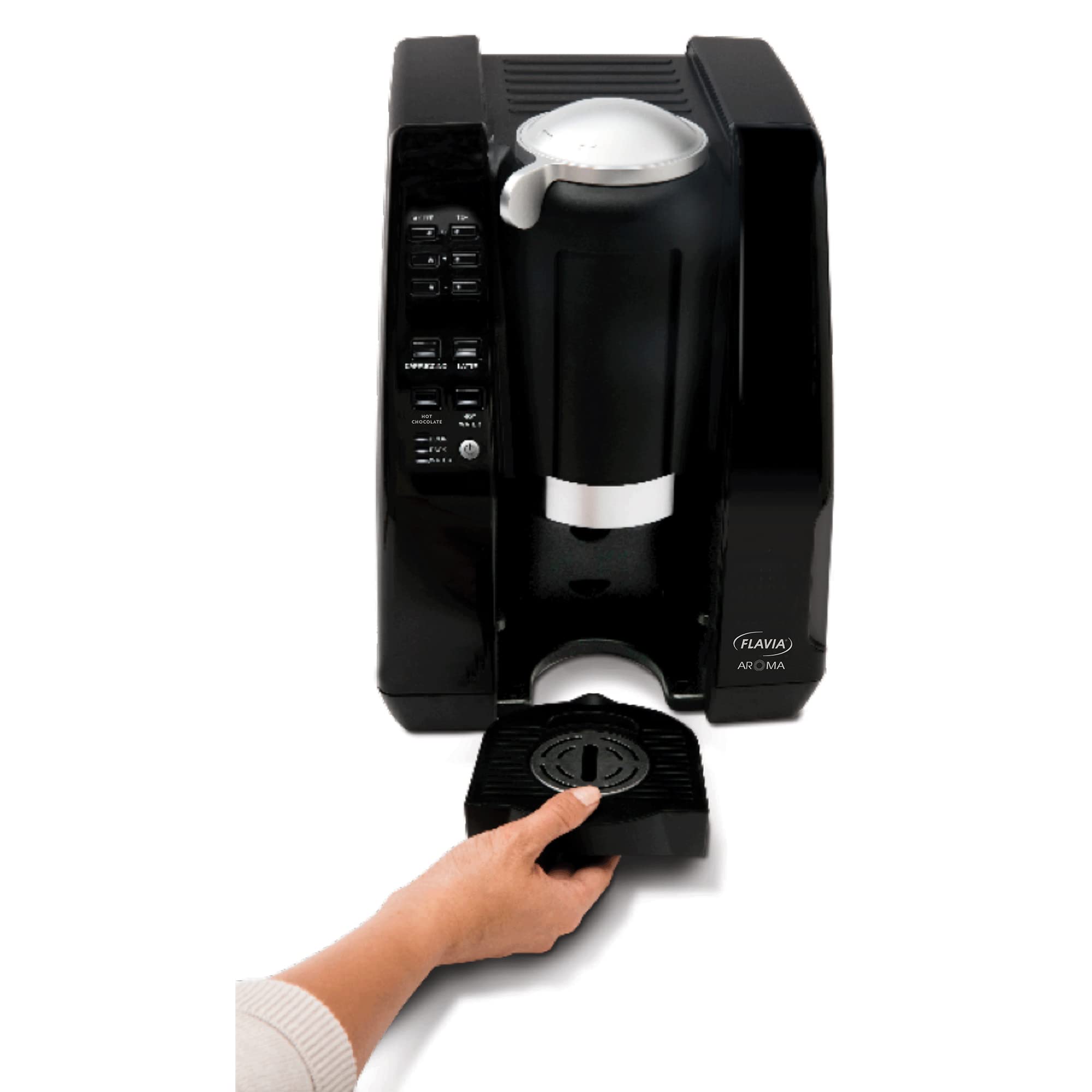Flavia Small Coffee Brewer : Single Serve, 14.4” x 10.5” x 11.6”, Less counter space. More variety.