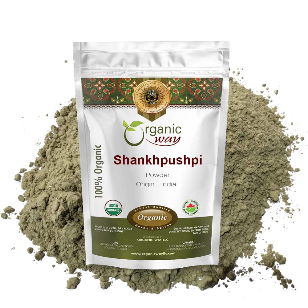 Organic Way Shankhpushpi (Convolvulus prostratus) Powder - Organic & Kosher Certified | Raw, Vegan, Non GMO & Gluten Free | USDA Certified | Origin