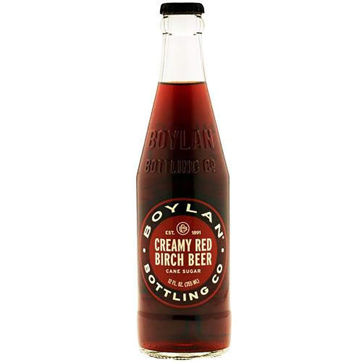 Boylan Bottling Pure Cane Sugar Soda Pop, Creamy Red Birch, 12 oz Glass Bottles (Pack of 6)
