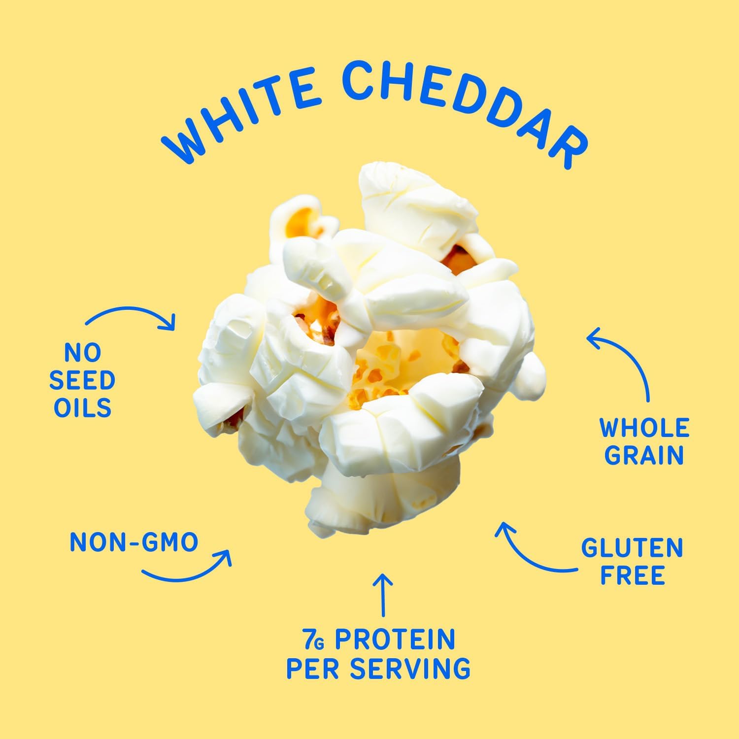 Khloud Protein Popcorn - White Cheddar - 7g Protein Snacks for Adults & Kids - Flavored Popcorn Made with Real Ingredients & Milk Protein Isolate