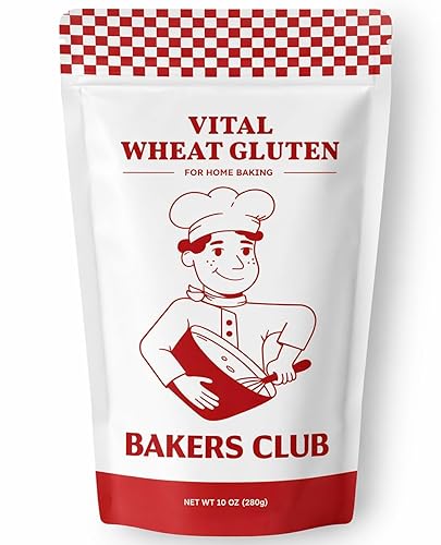 Bakers Club Artisan Vital Wheat Gluten 10oz - Bread Flour Enhancer, High Protein, Seitan Flour, Low Carb, Vegan, Non GMO Gluten Powder - Made in USA