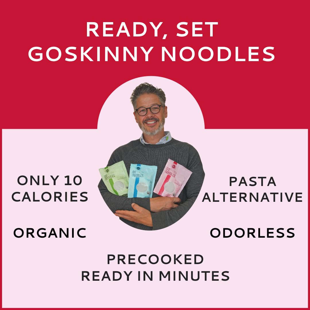 GoSkinny Noodles Combo (12 Pack), Spaghetti, Fettuccine and Rice, Organic Shirataki & Konjac, Low Carb, Low Calorie, Gluten Free, Vegan, Keto, Ready