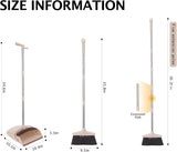 XXFLOWER Broom and Dustpan Set with Long Handle, Light Weight Stainless Steel Poles Stand Upright Dustpans with Broom Combo for Home Kitchen Office