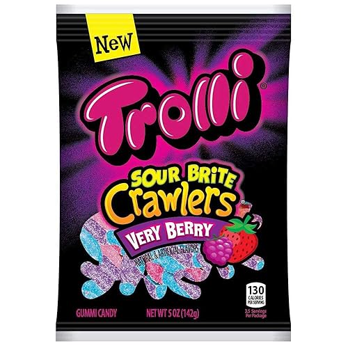 Trolli Sour Brite Crawlers Very Berry, 5 Ounce, Pack of 12