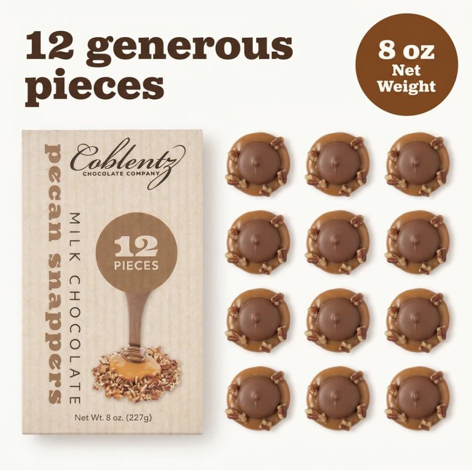 Coblentz Milk Chocolate Pecan Snappers, 8 oz Gift Box