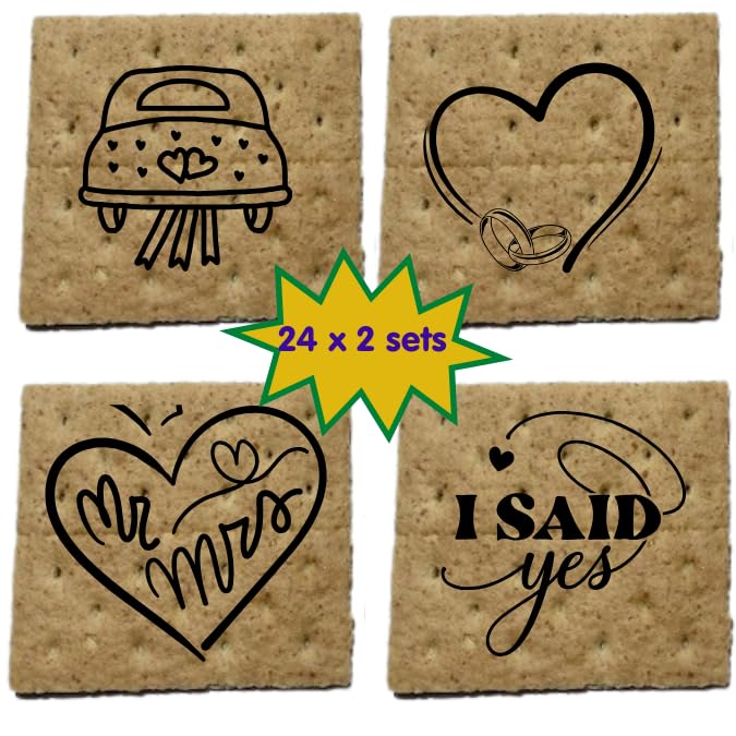 Graham Crackers | Individually Wrapped | 24 x 2 sets = 48 units | Printed designs | Ready for S'mores or Snacks (WEDDING)