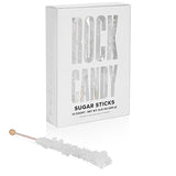 White Rock Candy Sugar Sticks - Original Sugar Flavored - 12 Individually Wrapped White Candy Party Favors