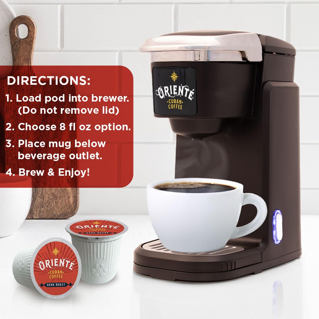 Oriente Dark Roast Coffee Pods, 50 ct, Cuban Inspired Coffee in Single Serve Pods - 100% Arabica Coffee, Compatible with Keurig K Cups Maker