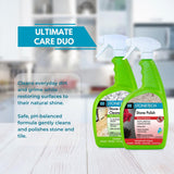 StoneTech Stone & Tile Cleaner and Stone Polish Duo - Daily Cleaner & Polish for Granite, Marble, Quartzite, Travertine - Removes Dirt & Restores