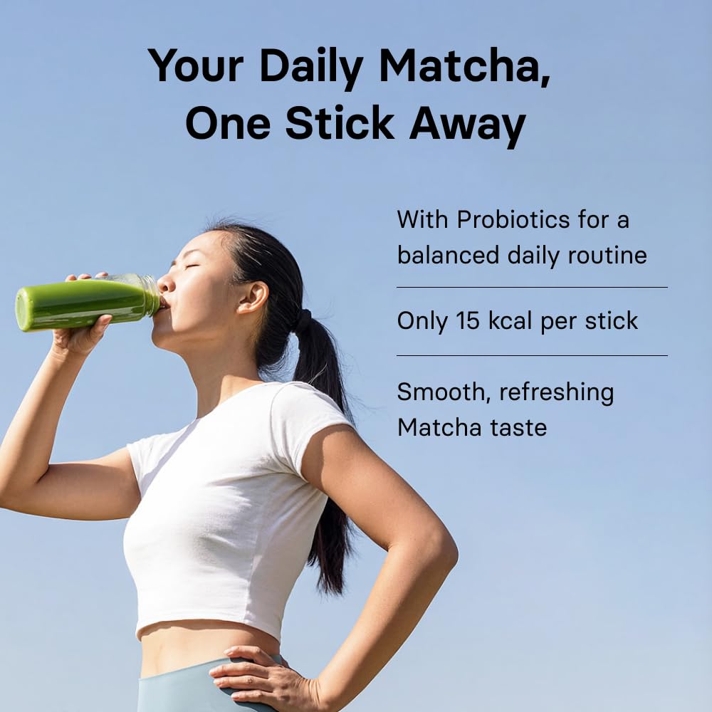 Osulloc Matcha Plus+ Gut Ease (Apple & Berry Flavor), Matcha & Probiotics Blend, Natural Sweet fruity flavor, 10 Count