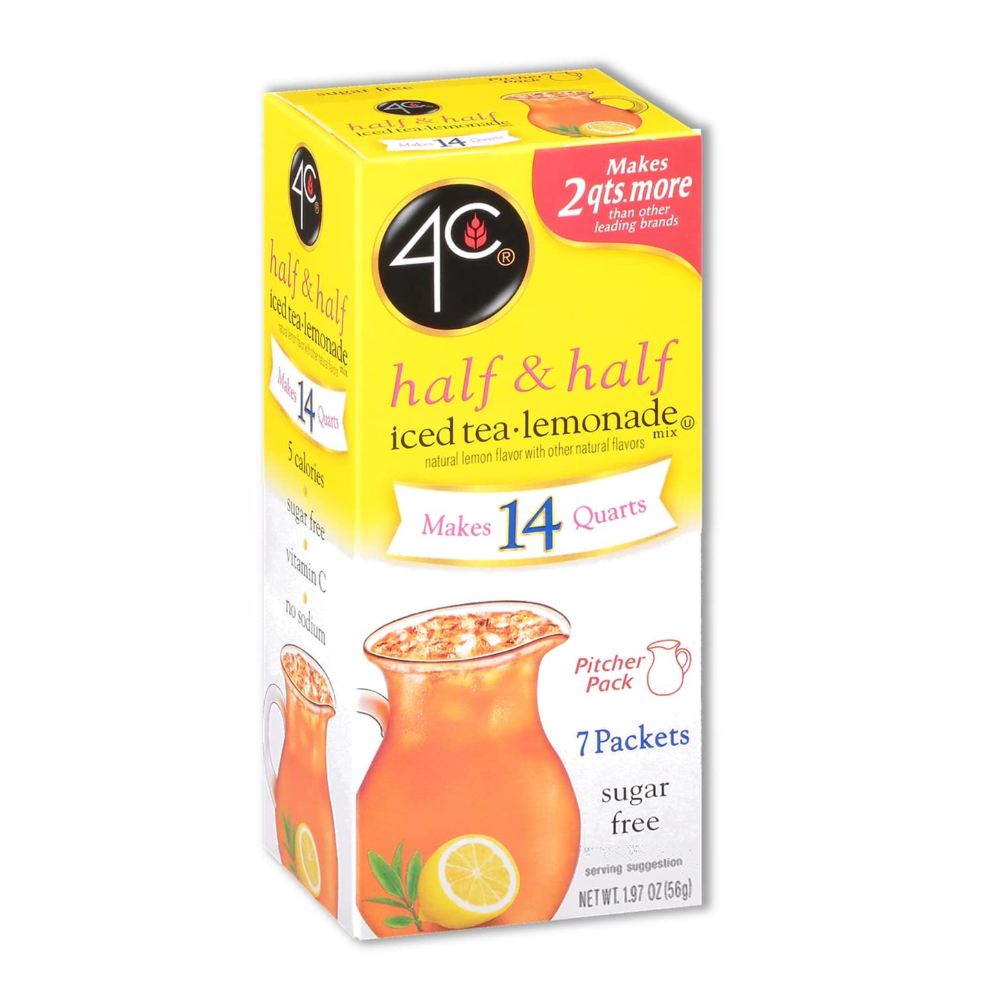 4C Powder Drink Mix, Sugar Free Pitcher Packs, Refreshing Water Flavorings, Makes 2 Quarts Each Packet (Lemonade, 7 Count (Pack of 3))