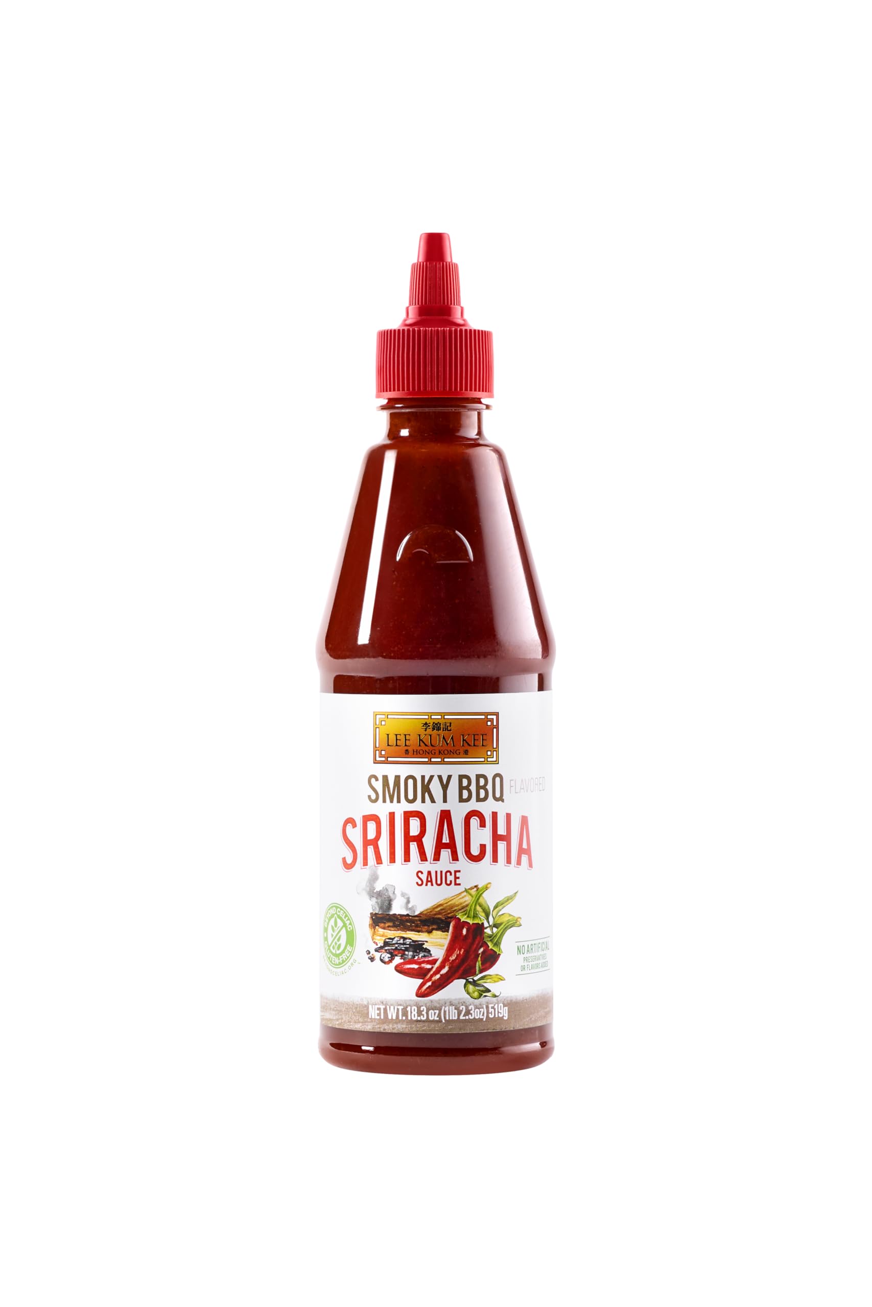 Lee Kum Kee Smoky BBQ Flavored Sriracha Sauce (18.3 oz - 1 Pack), Gluten Free | Bold Spicy Heat with Smoky Flavor | Perfect for Grilling, Dipping