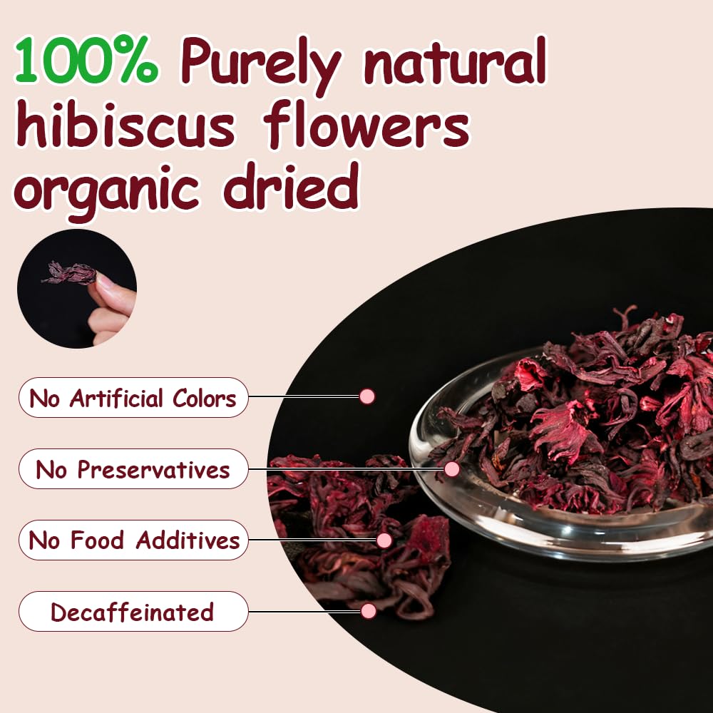 ZenVitality Premium Hibiscus Tea Organic 100 tea bags/7.05 Oz 100% Pure Dried Hibiscus Flower Supports Your Cardiovascular System/Liver health/Blood