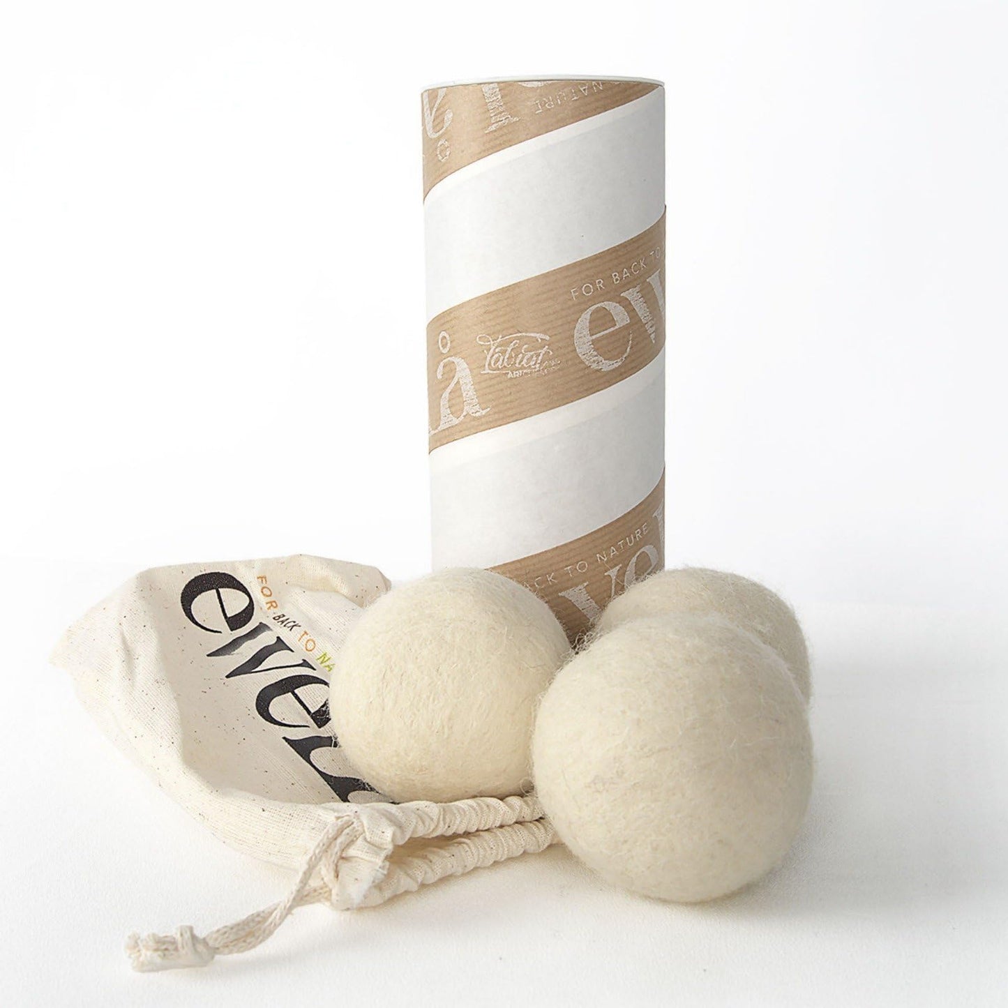 Ewela 100% Natural Merino Wool Dryer Balls, Set of 3, Reusable Chemical-Free Fabric Softener, Natural White, 7-8 cm Diameter