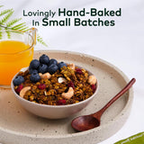 Matcha Green Tea Granola with Prebiotics | Natural, Hand-Baked, Reduced Sugar, Rich in Iron | for Breakfast Cereal, Trailmix, Yogurt, Snack Food |