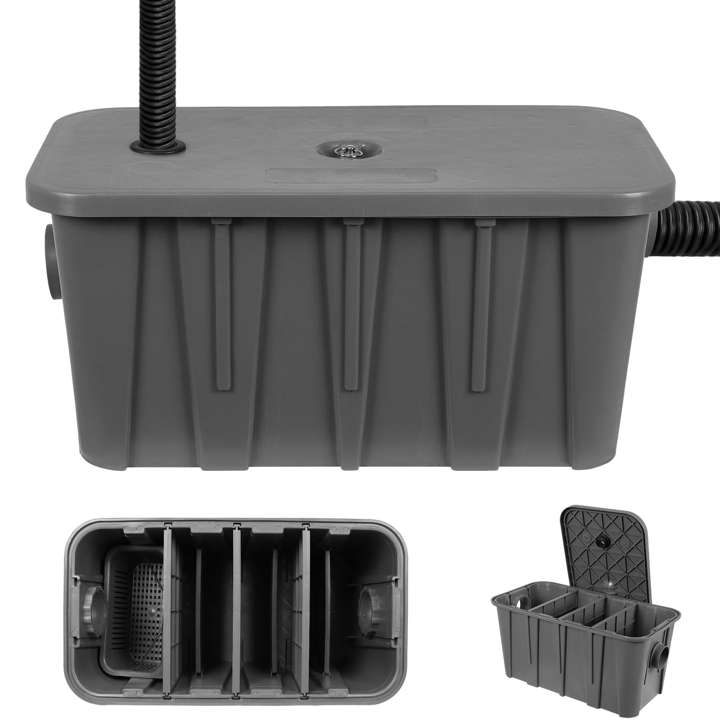 Generic Commercial Plastic Oil-Water Separator with Removable Filter Basket Plastic Grease Trap Under Sink Prevents Clogs and for Restaurant Canteen