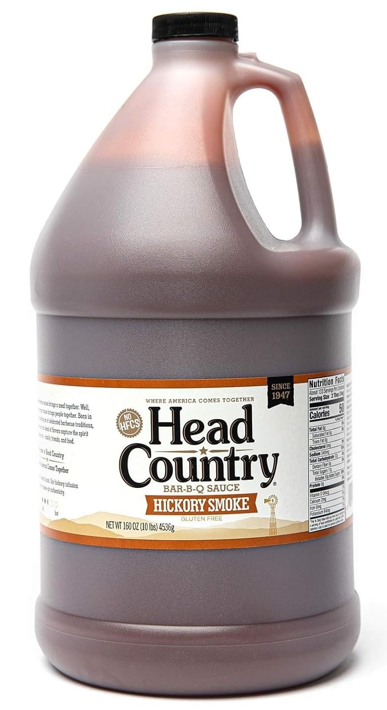 Head Country BBQ Sauce, Hickory Smoke | 160 Ounce Jug | Smoky & Sweet Championship Barbecue Sauce For Ribs, Pork, Sausage & Brisket