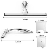 All-Purpose Stainless Steel Shower Squeegee for Shower Glass Door with 2 Adhesive Hooks, Bathroom Cleaner Tool Household Window Mirror Squeegee