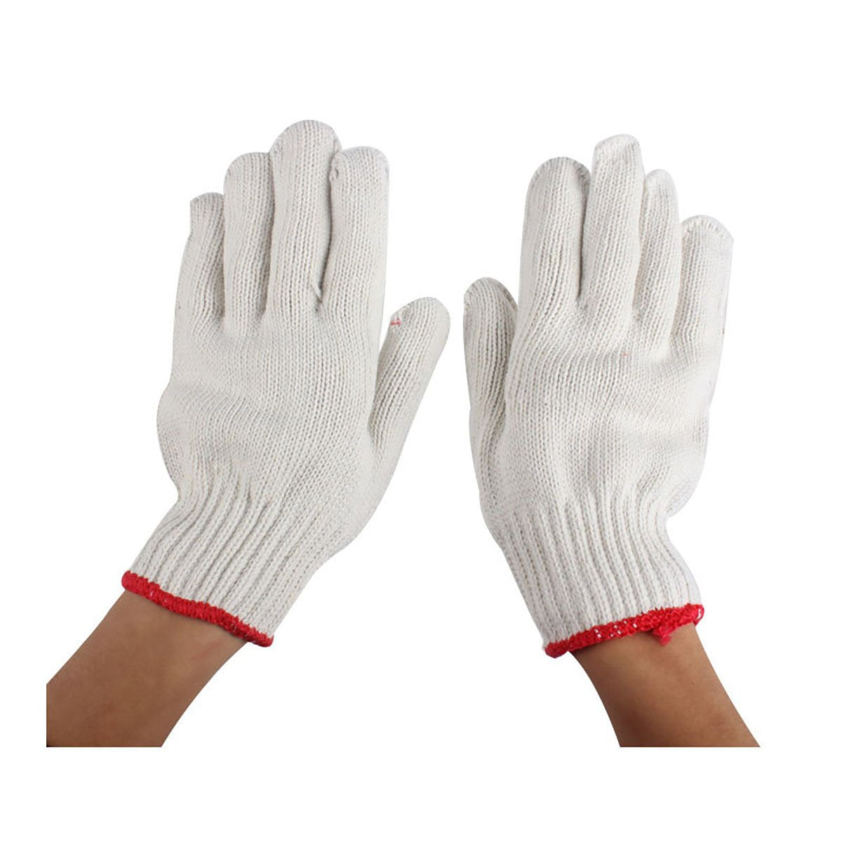 5 Pairs White Labour Protection Cotton Thread Work Gloves - High Elastic Gloves Apply to Transport Grasping Maintenance