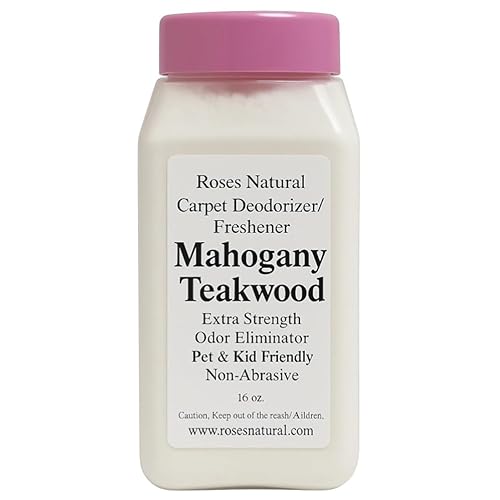 Roses Natural Mahogany Teakwood Carpet Deodorizer Powder - Pet Odor Eliminator & Carpet Freshener, Rugs & Upholstery, Natural Baking Soda Formula, Kid