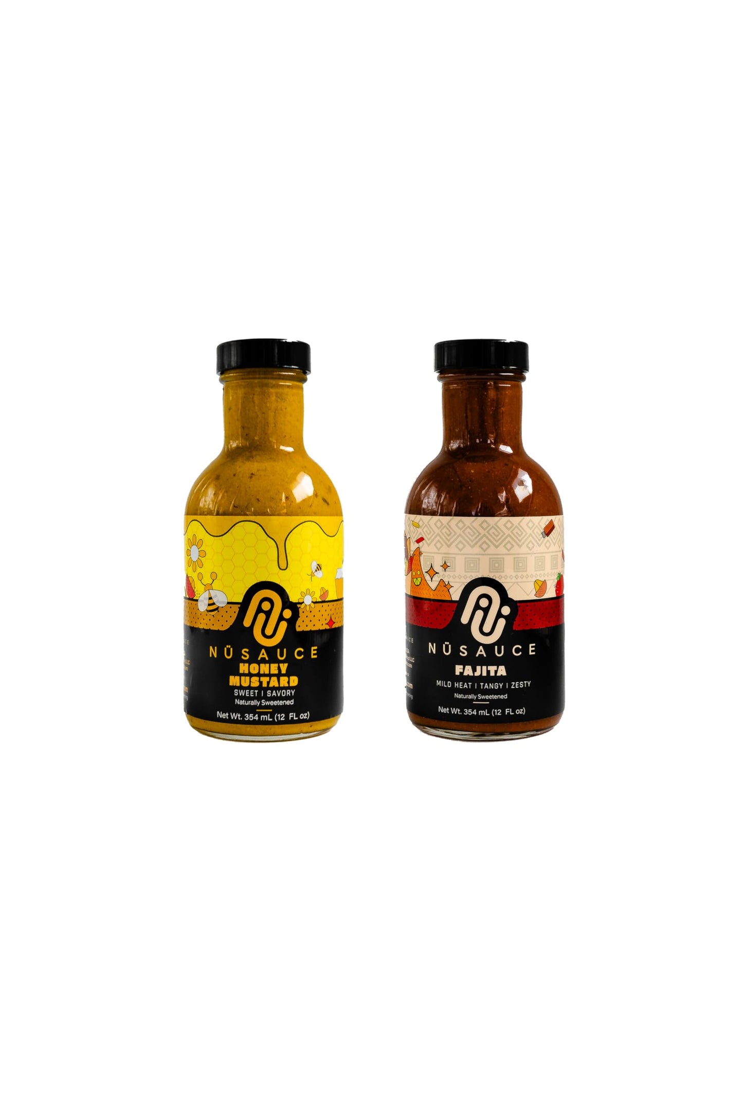 Duo Sauce NuSauce 12oz Bottle (Honey Mustard and Fajita) Low Calorie Sauces with Premium Ingredients