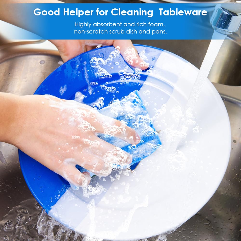 Wsivoiv 8PCS Dish Sponges Kitchen, Premium Blue Dish Washing Kitchen Sponge, Compressed Cleaning Sponges for Cleaning Kitchen and Bathroom, Non