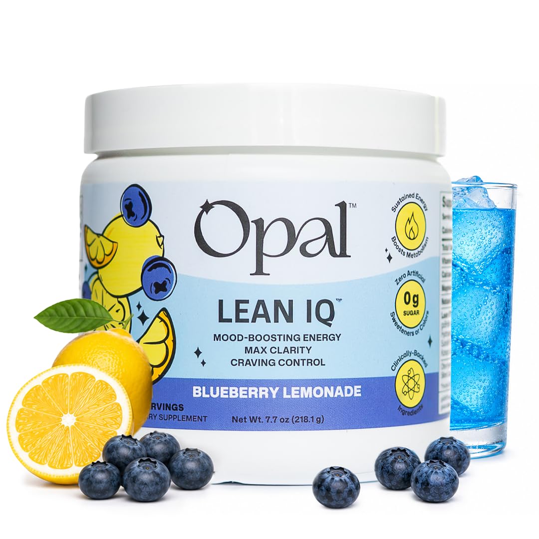 Opal LeanIQ Energy Refresher Drink Mix Powder, Blueberry Lemonade, 30 Ct