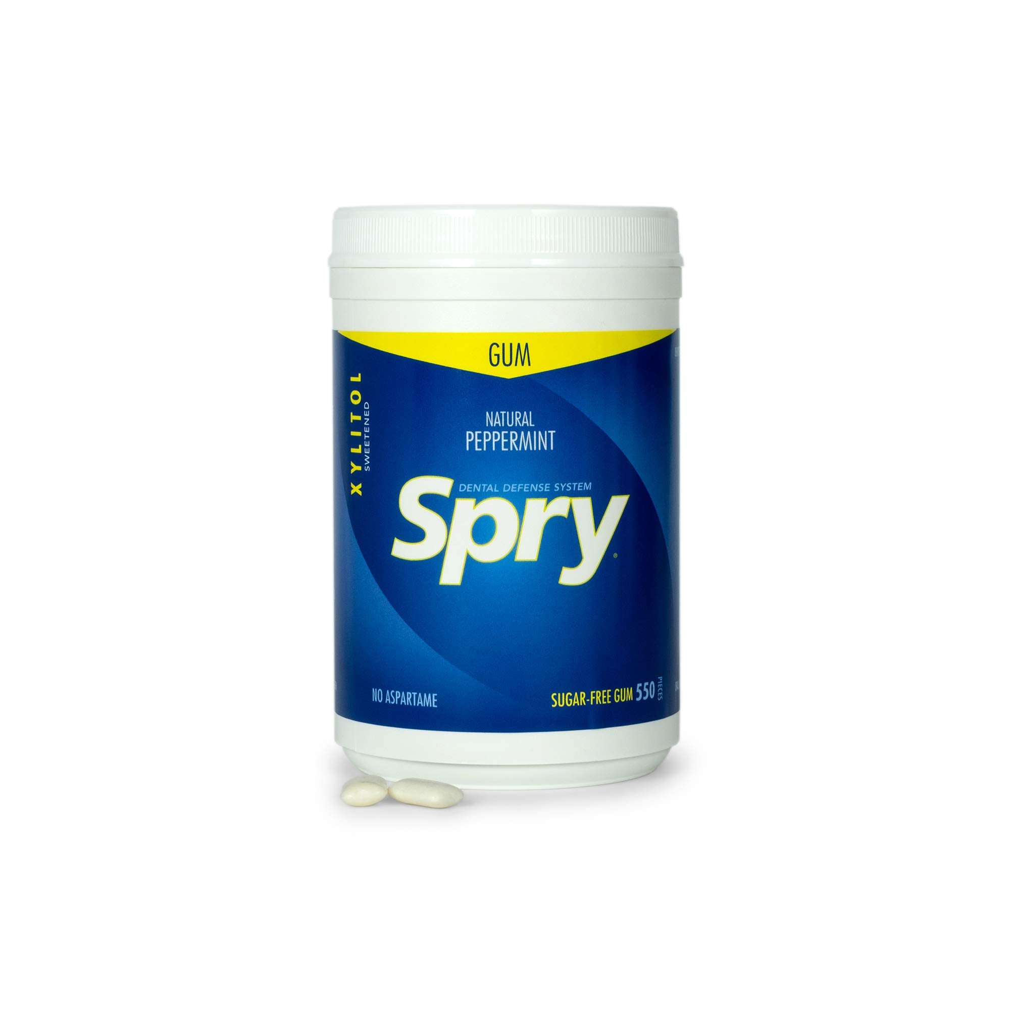 Spry Fresh Natural Xylitol Chewing Gum Dental Defense System - Aspartame-Free, Sugar-Free, Non-GMO, Gluten-Free (Peppermint, 550 Count - Pack of 1)