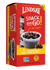 Lindsay Sliced Black Olive Snack Cups, 4- 1.2 oz cups (4.8 oz)