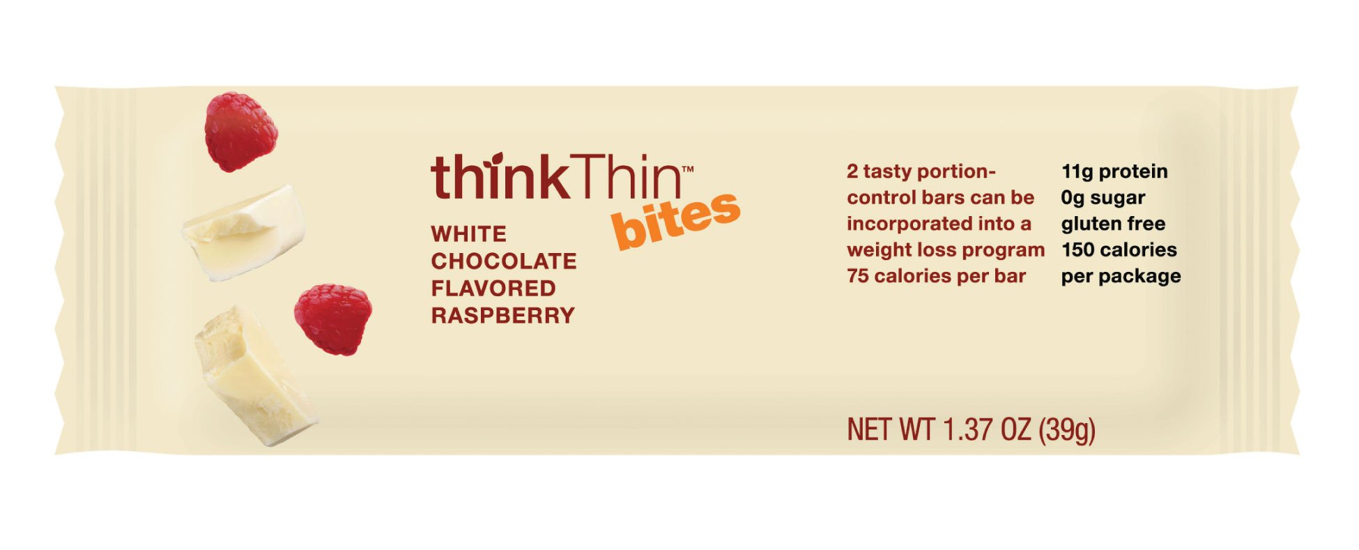 thinkThin Bites, White Chocolate Raspberry Bars, 1.37-Ounce Bars (Pack of 15)