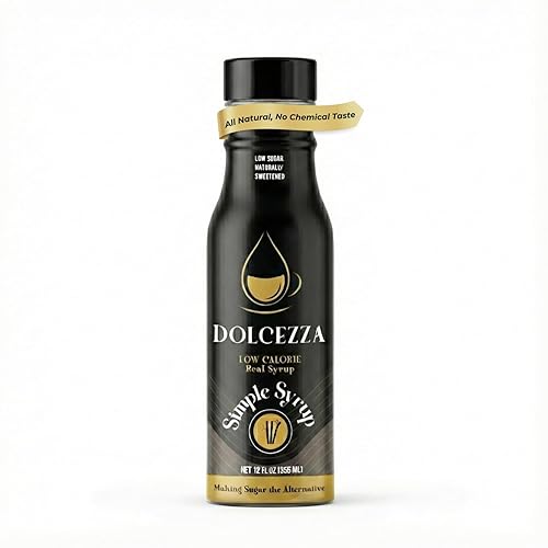 Dolcezza Allulose Syrups, All Natural Low Sugar Sweetener for Coffee, Baking, and Drinks. Keto Friendly Monkfruit Blend. No Stevia or Artificial Sweeteners, No Aftertaste. (12 fl oz, Simple Syrup)