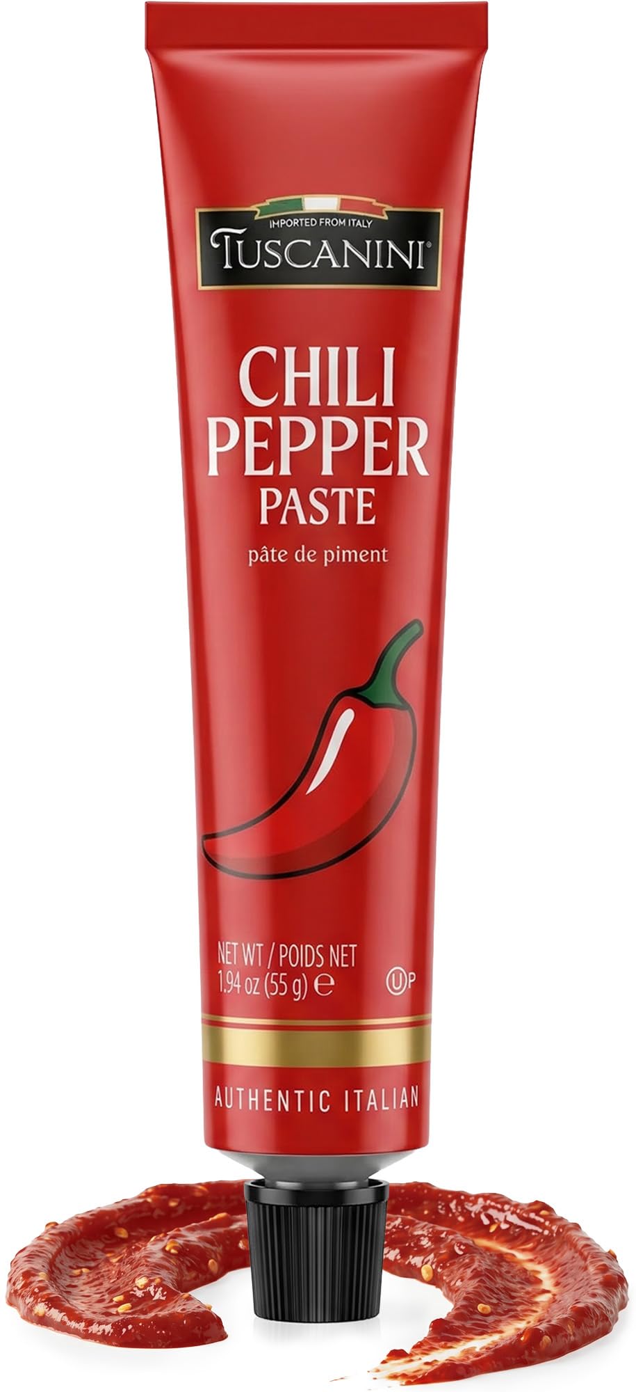 Tuscanini Italian Chili Pepper Paste, 1.94 oz | Made with Olive Oil | 3 Ingredients | Hot Chili Paste in Squeeze Tube | Bold Spicy Condiment
