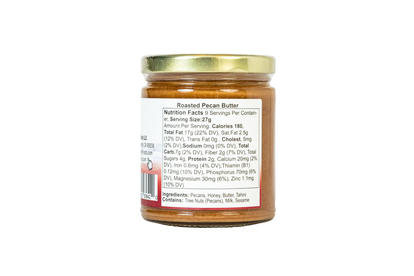 Smart Nuts Pecan Nut Butter - Roasted Pecans with Honey & Tahini, Creamy Artisan Spread, 9 oz
