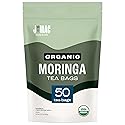 J Mac Botanicals Organic Moringa Tea Bags (50 Count) - Premium Moringa Leaf Herbal Tea, Caffeine-Free, Smooth Taste, Naked Tea Bags (No Strings