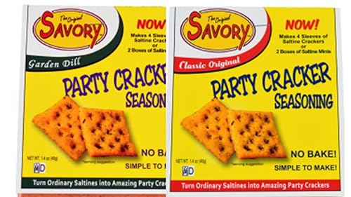 Savory Saltine 2-Pack - 1 Garden Dill, 1 Classic Original plus 2 Large Double Sealed Zip Top Bags