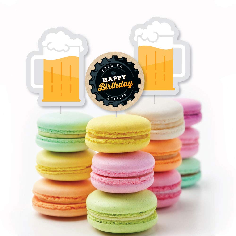 Big Dot of Happiness Cheers and Beers to 40 Years - Dessert Cupcake Toppers - 40th Birthday Party Clear Treat Picks - Set of 24
